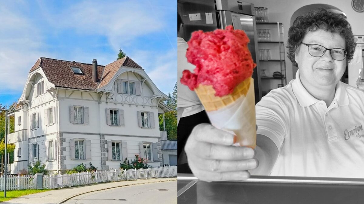 Un dipendente della Fondazione Plankis serve un gelato fatto in casa